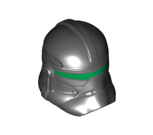 LEGO Schwarz Clone Trooper Helm (Phase 2) mit Grün Streifen (11217 / 78808)