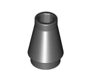 LEGO Sort Cone 1 x 1 uden top rille (4589 / 6188)