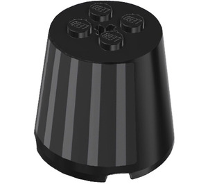 LEGO Black Cone 4 x 4 x 3 Dome  with Grey Stripes Sticker (3569)