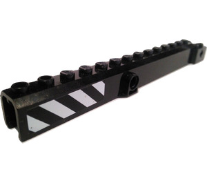 LEGO Zwart Kraan Arm Buiten met Pegholes met Danger Strepen Sticker (57779)