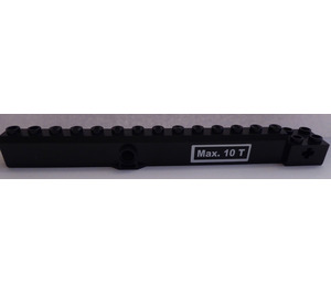 LEGO Black Crane Arm Outside with Pegholes with 'Max. 10 T' (Both Sides) Sticker (57779)