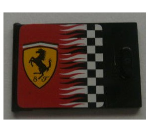 LEGO Schwarz Schrank 2 x 3 x 2 Tür mit Ferrari Logo und Checkered Flagge (Links) Aufkleber (4533)