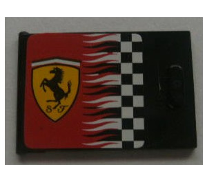 LEGO Schwarz Schrank 2 x 3 x 2 Tür mit Ferrari Logo und Checkered Flagge Aufkleber (4533)