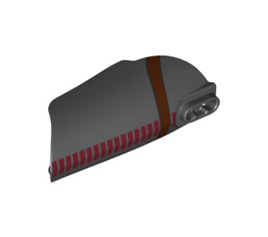LEGO Black Curved Armor with Ball Socket and and Two Holes with Dark red lines (26831 / 37818)