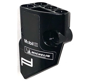 LEGO Zwart Gebogen Paneel 1 Links met Mobil 1 Michelin  Sticker (87080)