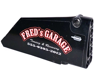 LEGO Black Curved Panel 18 Right with Fred‘s Garage car door Right side Sticker (64682)