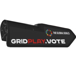 LEGO Noir Incurvé Panneau 21 Droite avec Global Goals logo et ‘GRIDPLAY.VOTE’ (La gauche) Autocollant (11946)