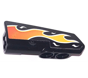LEGO Black Curved Panel 22 Left with Flames Sticker (11947)