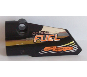 LEGO Black Curved Panel 3 Left with Action Fuel Sticker (64683)