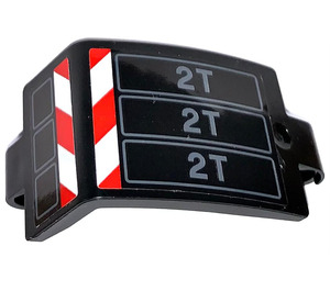 LEGO Black Curved Panel 3 x 6 x 3 with 2 T Red and White Danger Stripes left Sticker (24116)