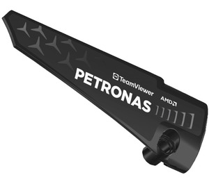 LEGO Black Curved Panel 5 Left with ‘PETRONAS’, ‘AMD’ and ‘TeamViewer’ Sticker (64681)