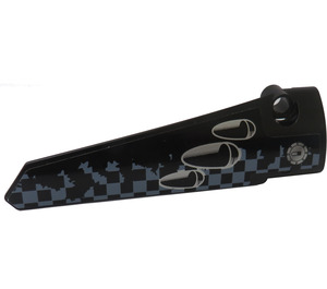 LEGO Black Curved Panel 6 Right with holes, filler cap and chequered pattern Sticker (64393)