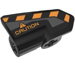 LEGO Zwart Gebogen Paneel 7 Links met ‘CAUTION’ en Zwart en Oranje Strepen Sticker (2387)