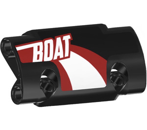 LEGO Black Curved Panel 7 x 3 with 'BOAT' and Red and White Stripes (Model Left) Sticker (24119)