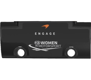 LEGO Svart Buet Panel 7 x 3 med Engage og FIA Women i Motorsport Logos Klistremerke (24119)