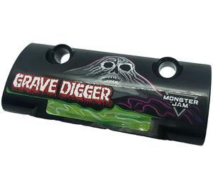 LEGO Black Curved Panel 7 x 3 with Monster Jam Grave Digger Sticker (24119)