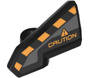 LEGO Black Curved Panel 8 Right with ‘CAUTION’ and Black and Orange Stripes Sticker (2389)