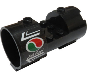 LEGO Black Cylinder 3 x 6 x 2.7 Horizontal with 'Jet Fuel' and Octan Logo Sticker Solid Center Studs (93168)