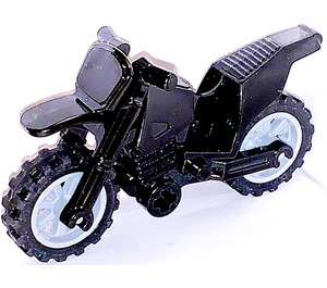 LEGO Schwarz Dirt Bike mit Schwarz Chassis und Medium Stone Grau Räder
