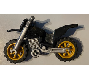 LEGO Black Dirt bike with silver chassis, gold wheels