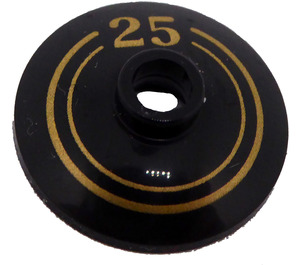LEGO Black Dish 2 x 2 with Gold '25' and Two Circles (4740)