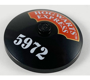 LEGO Black Dish 4 x 4 with Hogwarts Express "5972" (Solid Stud) (3960)