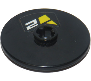 LEGO Black Disk 3 x 3 with '2', Yellow Elements Sticker (2723)