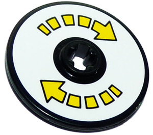 LEGO Zwart Disk 3 x 3 met Pijl Sticker (2723)