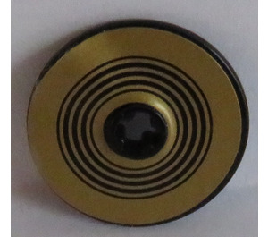 LEGO Black Disk 3 x 3 with Black Rings on Gold Background Sticker (2723)