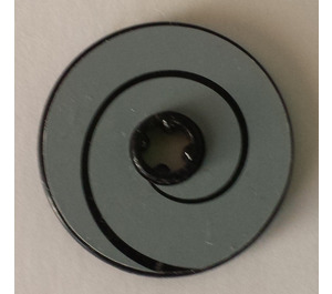 LEGO Schwarz Disk 3 x 3 mit Schwarz Swirl Aufkleber (2723 / 2958)