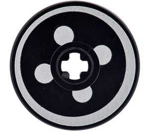 LEGO Zwart Disk 3 x 3 met Circular Stripe en Vier Dots Koplamp Patroon Sticker (2723)