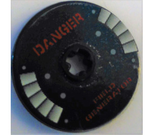 LEGO Zwart Disk 3 x 3 met Danger - Field Generator Sticker (2723)