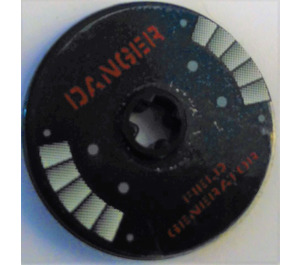 LEGO Black Disk 3 x 3 with Danger - Field Generator Sticker (2723)