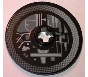 LEGO Zwart Disk 3 x 3 met Machinery Sticker (2723)