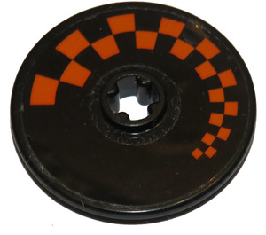 LEGO Schwarz Disk 3 x 3 mit Orange Checkered (Links) Aufkleber (2723)