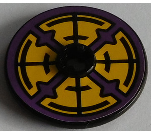 LEGO Noir Disk 3 x 3 avec Purple et Jaune Roue Autocollant (2723)
