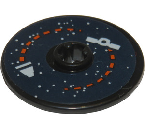 LEGO Black Disk 3 x 3 with Satellite and Rocket, Orbit Sticker (2723)