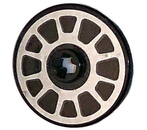 LEGO Black Disk 3 x 3 with Silver Spokes Sticker (2723)