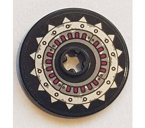 LEGO Black Disk 3 x 3 with Spiked Wheel Sticker (2723)