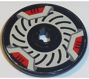 LEGO Black Disk 3 x 3 with White and Red Brake Rotor Sticker (2723)