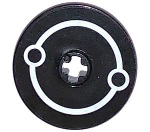 LEGO Black Disk 3 x 3 with White Circles Sticker (2723)