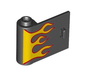 LEGO Black Door 1 x 3 x 2 Left with Flames with Hollow Hinge (25537 / 92262)