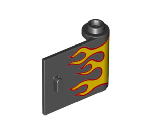 LEGO Black Door 1 x 3 x 2 Right with Flames with Hollow Hinge (25541 / 92263)