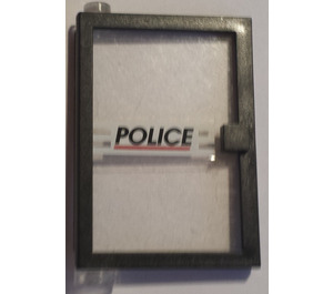 LEGO Schwarz Tür 1 x 4 x 5 Links mit Transparent Glas mit 'Polizei' rot Line Aufkleber (47899)