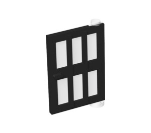 LEGO Noir Porte 1 x 4 x 5 Droite avec 6 Panes (73312)