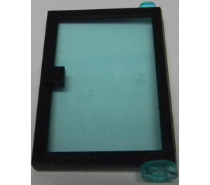 LEGO Black Door 1 x 4 x 5 Right with Transparent Light Blue Glass