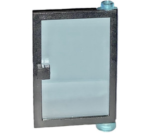 LEGO Black Door 1 x 4 x 5 Right with Transparent Light Blue Glass (73194)