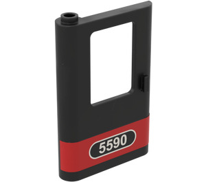 LEGO Black Door 1 x 4 x 5 Train Left with '5590' on Red Stripe Sticker (4181)