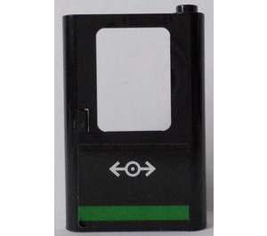 LEGO Black Door 1 x 4 x 5 Train Right with Train Logo and Green Horizontal Line Sticker (4182)