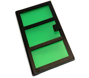 LEGO Black Door 1 x 4 x 6 with 3 Panes and Transparent Green Glass (76041)